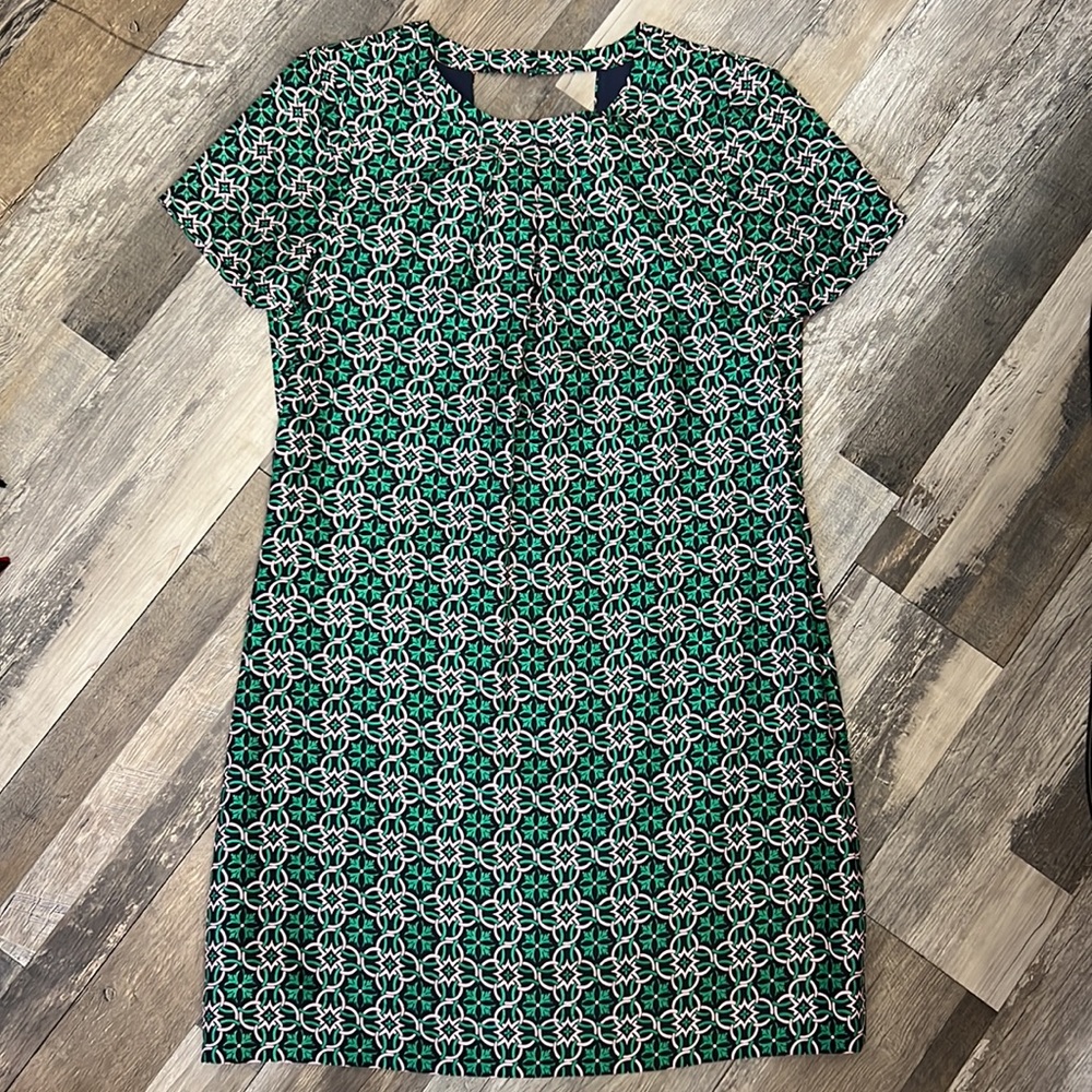 J. Crew Silk Geometric Print Open Back Shift Mini Dress Sz.6 business casual - Picture 13 of 16
